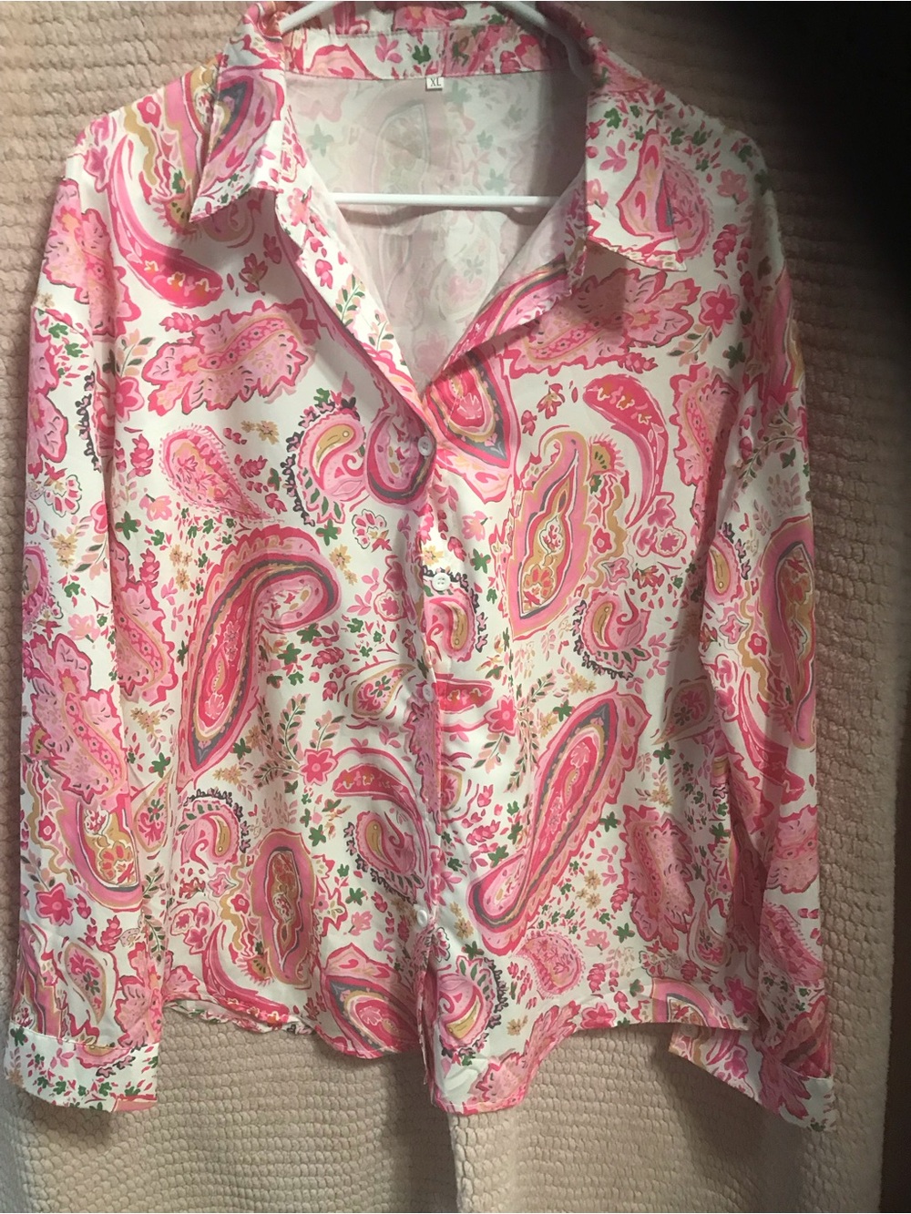 Pink Paisley Button-Front Women's Shirt